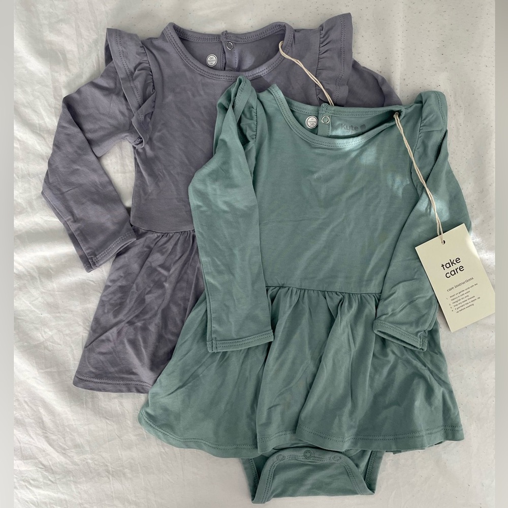 NWT Kyte Baby Long Sleeve Twirl Bodysuit Dress Size 12-18 months